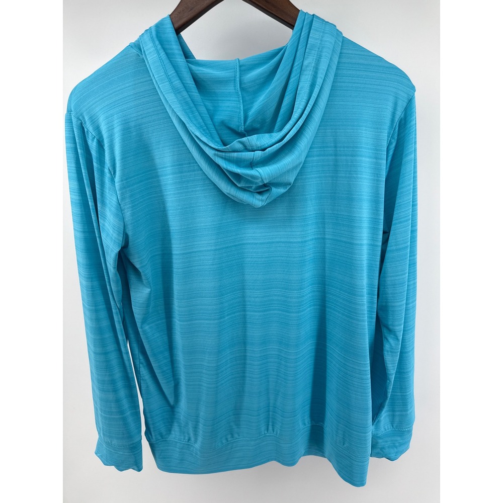 Lands End Blue Striped Hoodie Long Sleeve Athleisure Top Girls L 14 16 - Picture 4 of 6